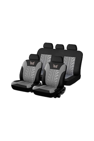 Vkemall Oto Koltuk Kılıfı 4 Adet Gri, Yaylı Gövde Desenli, Tüm Modellere Uygun, Yıkama Uygun, Dayanıklı Ve Kir Tutmayan Kumaş