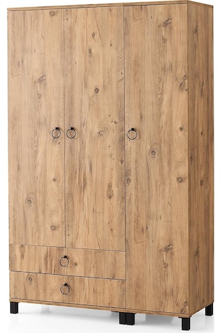 3 Kapılı 2 Çekmeceli Gardrop Elbise Dolabı 120x46x189cm 001