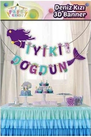 Deniz Kızı Figürlü İyi Ki Doğdun 3d Banner