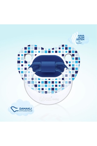 Wee Baby Şeffaf Desenli Damaklı Emzik No:2 Mavi 6-18 Ay