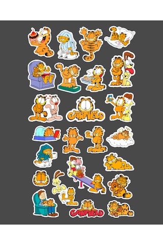 Garfield 2 Li Sticker Set Etiket Kağıdı-animasyon Çıkartmaları Garfield Kedi Yapıştırmaları Minithingsart