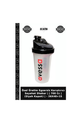 Özel Üretim Egzersiz Karıştırıcı Seyahat Shaker 700 Cc Siyah Kapak - 26x48+15 Diğer