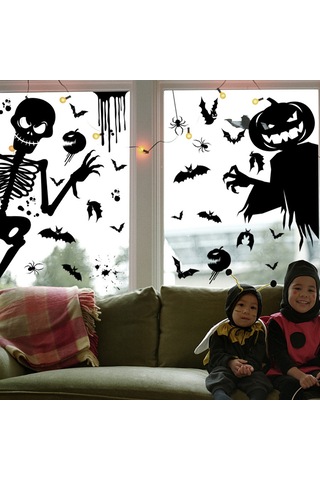 Dianziye Halloween Penceresi Elektrostatik Sticker 8 Adet: Kâbus, Cadı, Koca Ağız, Şeytan, Kemer, Hayalet Ağaç, Balkabak Hayali,ölü Adam - Tekrarlı Kullanım, Zımba Yok, Parti Dekorasyonu Diğer