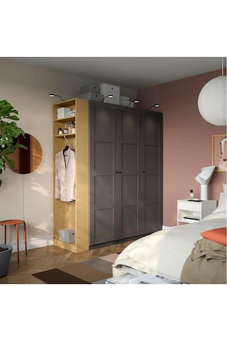 Ikea Koyu Gri Fonksiyonel Kapaklı Gardırop 170x60x201 Cm