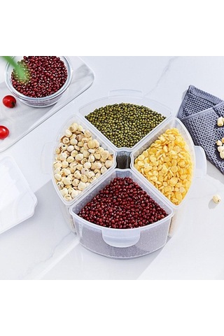 Pazly Beyaz Tahıl Saklama Kabı Gıda Tahıl Dağıtıcı Saklama Kutusu Mühürlü Döner Kuru Gıda Pirinç Kavanozları Baharat Şeker Mutfak Düzenleyici Beyaz