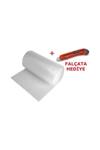 100 Cm X 5 Mt Balonlu Naylon Pıt Pıt Ambalaj Koruma Bant Falçata Pıt Pıt + Falçata