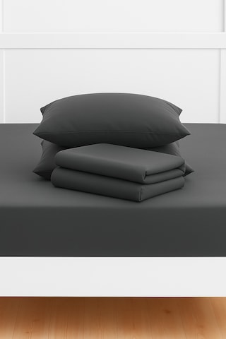 Mirava Premium %100 Pamuk Penye Lastikli Tek Kişilik Çarşaf Takımı 1 Yastık Kılıfı Dahil Antrasit 120x200cm Antrasit