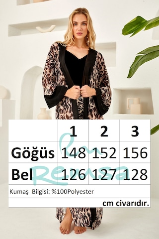 Lapieno Mayo Üzerine Tek Pareo Kimono 4824 Leopar Siyah01 Siyah01