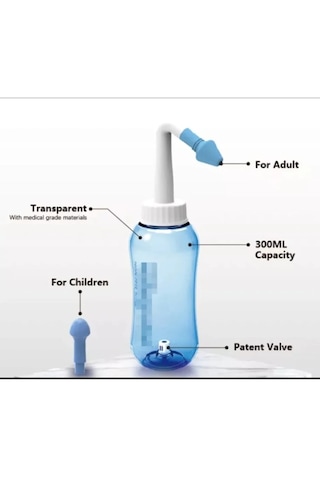 Hangzhou Burun Yıkama Şişesi 300ml Neti Pot Burun Kanalları Durulama Seti + Osel Burun Yıkama Sıvısı 500ml