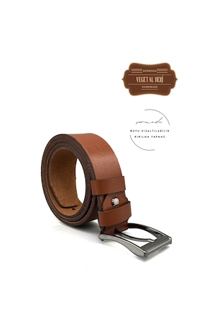 Sermoda 38 Mm Vegetal Deri Düz Kot Kemeri Taba