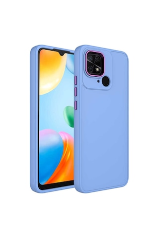 Zore Redmi 10c Kılıf Metal Çerçeve Ve Buton Tasarımlı Silikon Msra Luna Kapak - Sierra Mavi Sierra Mavi