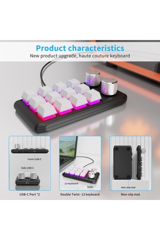 Maiyame Tek Elle Kullanılan 12 Tuşlu Macro Klavye: Uwbt Bağlantı, Kırmızı Anahtarlar Ve Özelleştirilebilir Tuşlar