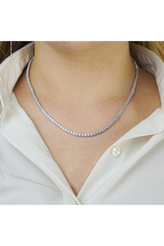 Modagümüşevi Pırlanta Tasarımlı Yuvarlak 925 Ayar Gümüş Su Yolu Kolye 45 Cm