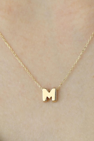Mini Kesim '' M '' Harfi Kolye Altın