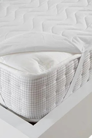 Divanev Kapitoneli Sıvı Geçirmez Alez 160x200 Cm Çift Kişilik Köşe Lastikli Beyaz