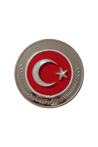 Ayyıldız Türk Bayraklı Filografi İşlemeli Metal Tabak Plaket Kadife Kutulu Gumus Genel