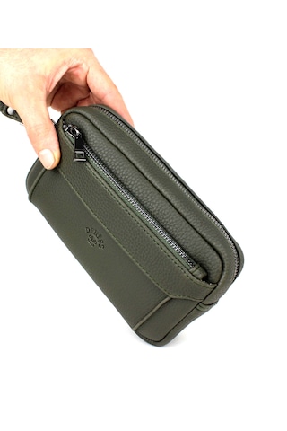 Erkek Haki Renk Lüks El Ve Bileklik Kemerli Portföy El Çantası Haki