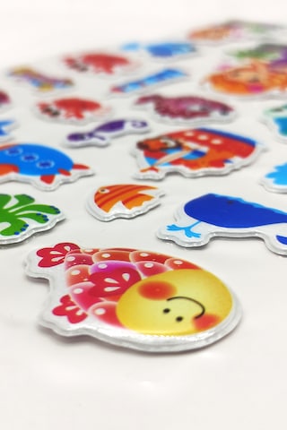 Sticker Kabartmalı A4 Boyutunda Stiker Defter, Planlayıcı Etiket - Lim010 - Sevimli Balıklar