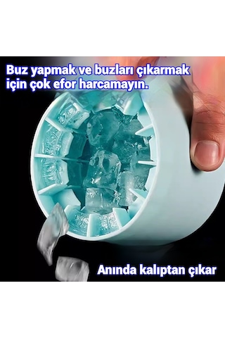 Snapbuy Ev Tipi 60 Küplük Buz Kabı-sıkılabilir Buz Kalıbı, Hızlı Donduran Buz Kovası Mavi