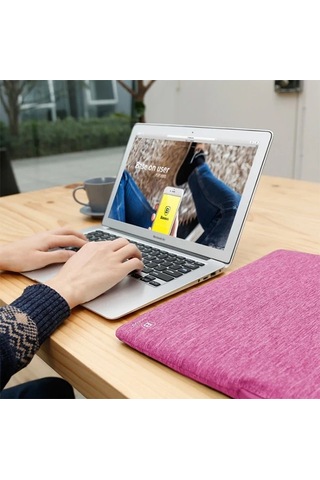 Baseus Apple Macbook Uyumlu Pro 15 İnch Universal Laptop Kılıf Çantası- 5775 Fuşya