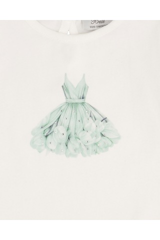 Baskılı Body Ponponlu Tüllü Etek Takım Mint Yeşili