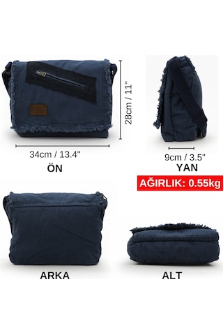 Old Cotton Cargo 7136 Lacivert 14 İnç Laptop Omuz Çantası Lacivert