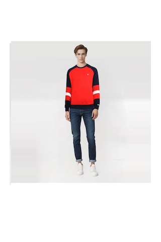 Tommy Hilfiger Erkek Sıfır Yaka Pike Kumaş Sweatshirt Kırmızı