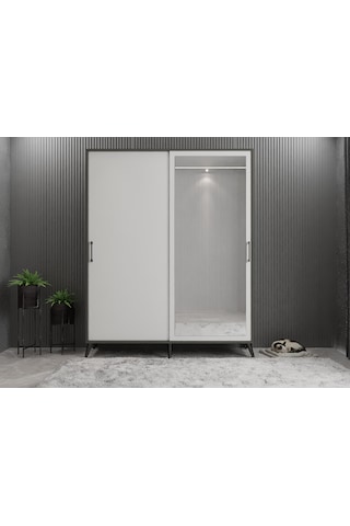 İmaj Sürgülü Portmanto Vestiyer Füme Beyaz - Montaj Dahil 140 Cm