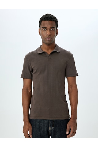 Koton Kısa Kollu Pamuklu Slim Fit Polo Yaka Tişört Kahverengi 5sam10025mk Kahve Kahverengi