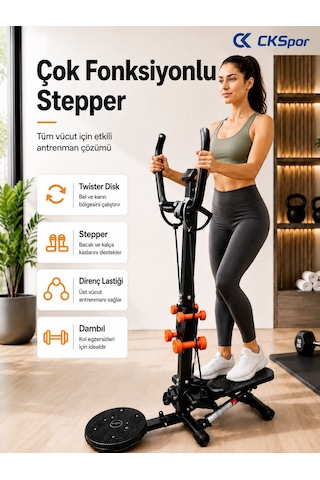 Ckspor Çok Fonksiyonlu Stepper Egzersiz Aleti Twister Diskli Dambıllı Direnç Lastikli Kondisyon Aleti