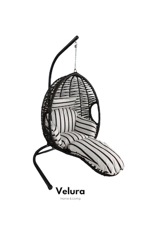 Max Bahçe Salıncağı - Kahve Rattan Zebra Minder Kahverengi