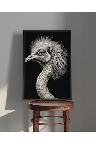 Tablo Ahşap Çerçeveli Tablo Çerçeveli Poster Devekuşu Hayvan Temalı Tablo
