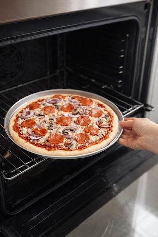30 Cm Delikli Alüminyum Pizza Tepsisi - Pizza Tavası Gri