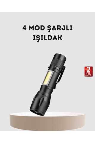 Profesyonel 4 Modlu Şarjlı El Feneri 1300 Mah Batarya Cree Led Teknolojisi Renkli