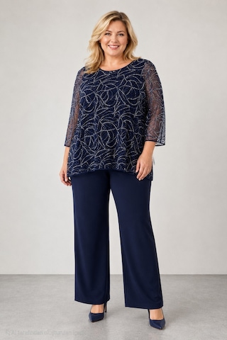 Bihan Store Kadın İşlemeli Ve Işıltılı Abiye Bluz - Y26-4022 Lacivert