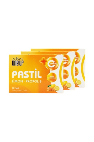 One Up Pastil Propolis + Limon 12 Pastil 3 Adet Ballı