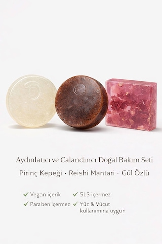 Cilt Canlandırıcı Ve Aydınlık Görünüm Sağlayan 3 Lü Doğal Sabun Bakım Seti Gül