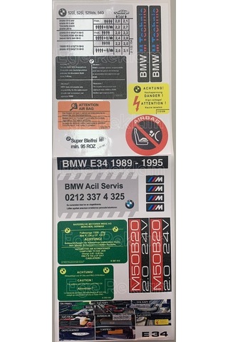 Bmw E34 Etiket Takımı Set Uv Baskı Atmaz Solmaz %100 Memnuniyet