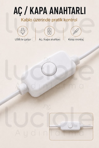 50 Cm Amber Led Bar Usb 5v Anahtarlı Yapışkanlı Mutfak Dolap Altı Tezgah Raf Aydınlatma