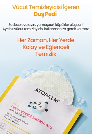 Çocuklara Özel, Yumuşak Peeling Etkili Köpüklü Duş Pedi Atopalm Fresh Bubble Shower Pad Set 5adet