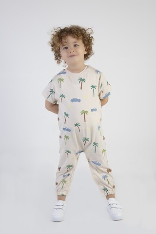 Harika Kids Kız Çocuk Araba-palmiye Desen Pamuklu Tulum Çok Renkli