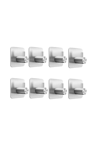 Fosenze 8 Adet 304 Paslanmaz Çelik Duvar Kanca Seti - Dayanıklı, Güçlü Yapışkanlı, Modern Tasarım, Çeşitli Kullanim Alanı Gümüş