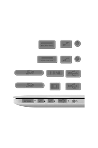 Macbook Toz Koruyucu Silikon Port Tıpa Seti 12 Si Bir Arada Usb-a Magsafe Hdmı Sd Uyumlu Eski Nesil Retina Kasa Şeffaf