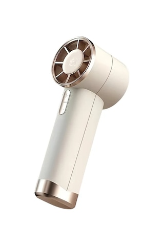 Mini Taşınabilir El Fanı 100 Hızı Turbo Masaüstü Fan Led Ekran İle Usb Pil Sey Whıte