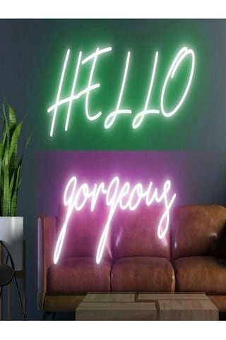Twins Led Hello Gorgeous Yazılı Neon Tabela Yeşil-pembe Model:model:20313366