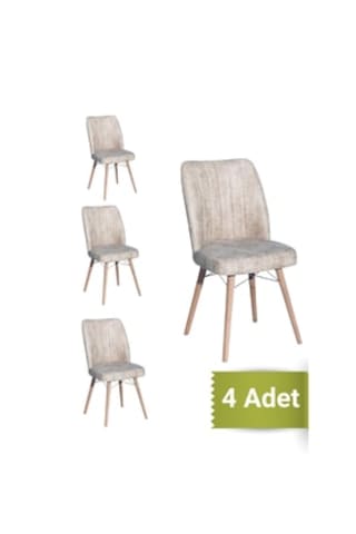 Avenza Living Kare Gold Mutfak Sandalyesi 4 Adet Krem