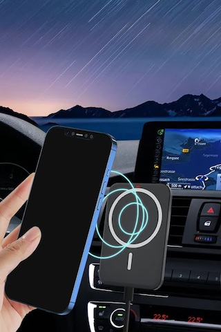 Thentech Klima Menfezine Takılan Kablosuz Şarj Telefon Tutucu Magsafe Özellikli Mıknatıslı 15w Kablosuz Şarj Siyah