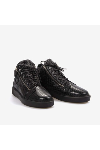 Mocassini Hakiki Deri Erkek Siyah Bot S5 Siyah Örgü