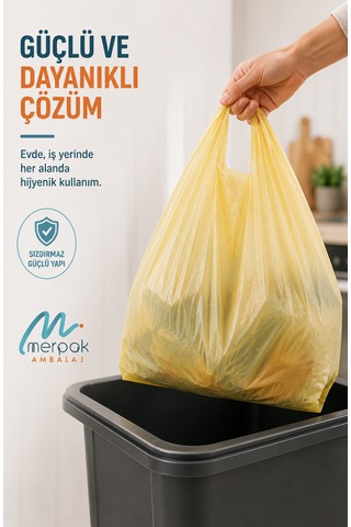 Kalın Sarı Poşet Büyük Boy 1 Kg 30x60 Cm Market Manav Poşeti Çöp Poşeti Hışır Atlet Poşet