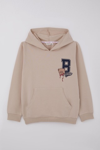 Breeze Kız Çocuk Sweatshirt Sevimli Ayıcıkcıklar Baskılı Sırt Baskı Detaylı 8-14 Yaş , Bej